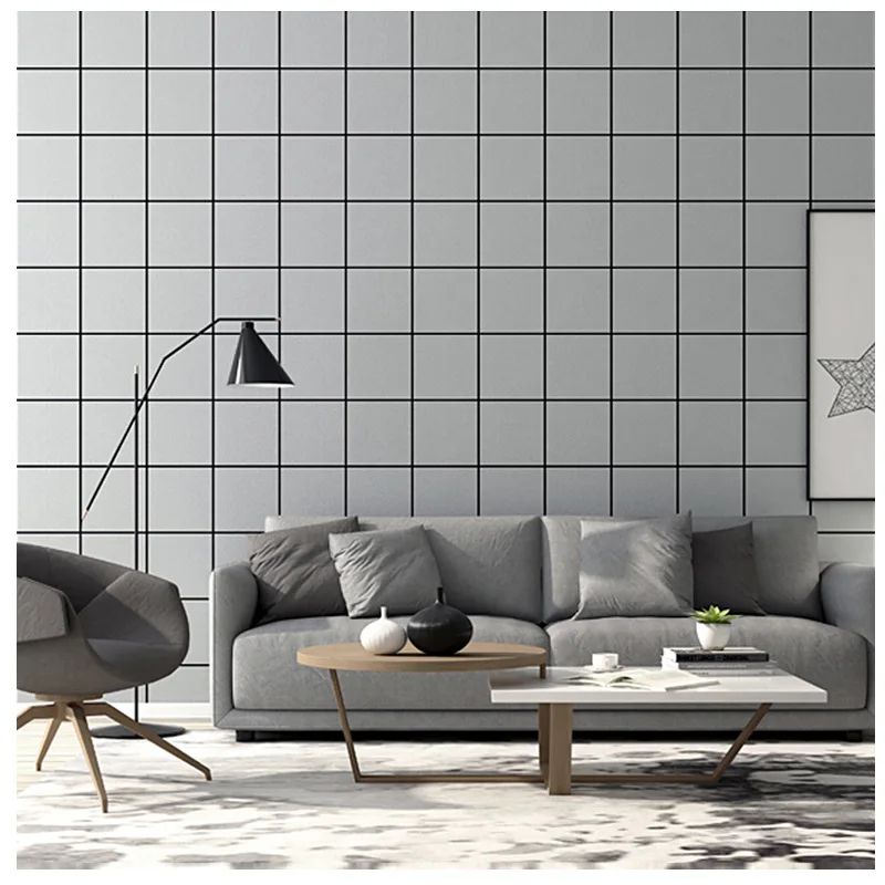 

Plaid Wallpaper Gray Nordic Light Gray Warm Gray High Grade Gray Clothing Store Special High-End Women's Wallpaper