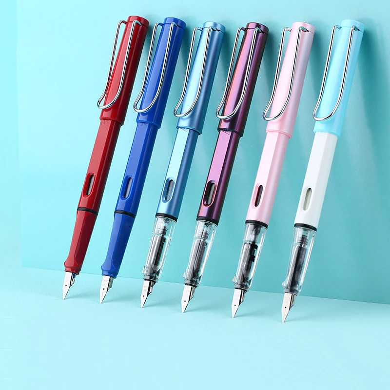 Герой 359 ручка перьевая мерцающая металлическая двухцветная пластиковая ручка с коррекцией осанки и стержнем EF/F с простым чехлом для школьных принадлежностей.