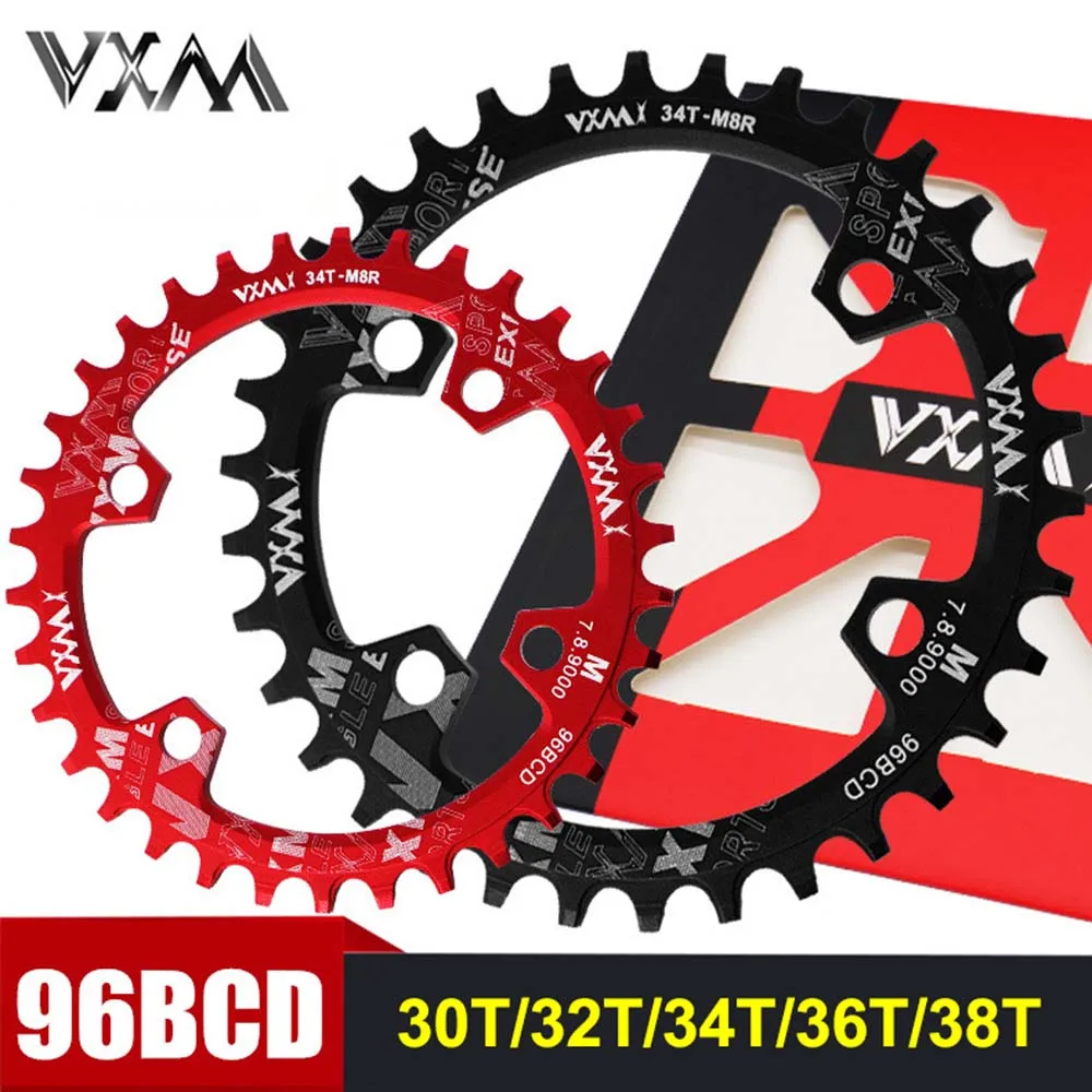 VXM Bicycle Chainwheel 96BCD Round Oval Narrow Wide Chainring MTB Mountain Road Bike 30T/32T/34T /36T/38T Crankset Bike Parts