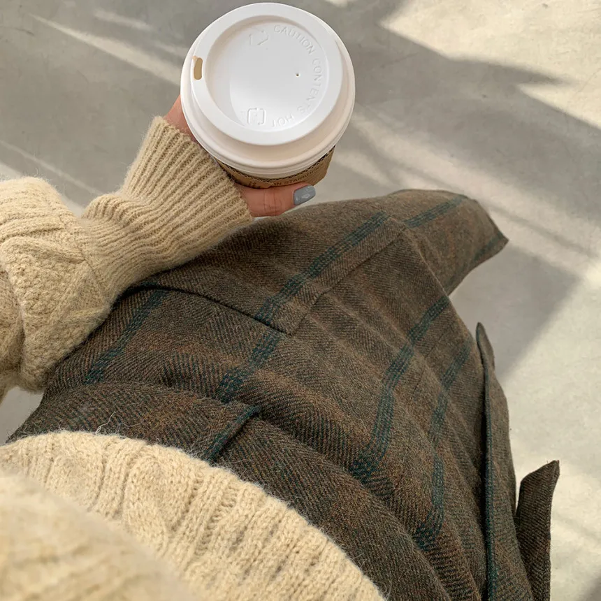 

Newest Fahsion Square Collar Knitted Pullovers Sweater Women Lantern Sleeve Loose Fall Korean Chic Tops Winter Clothes Women