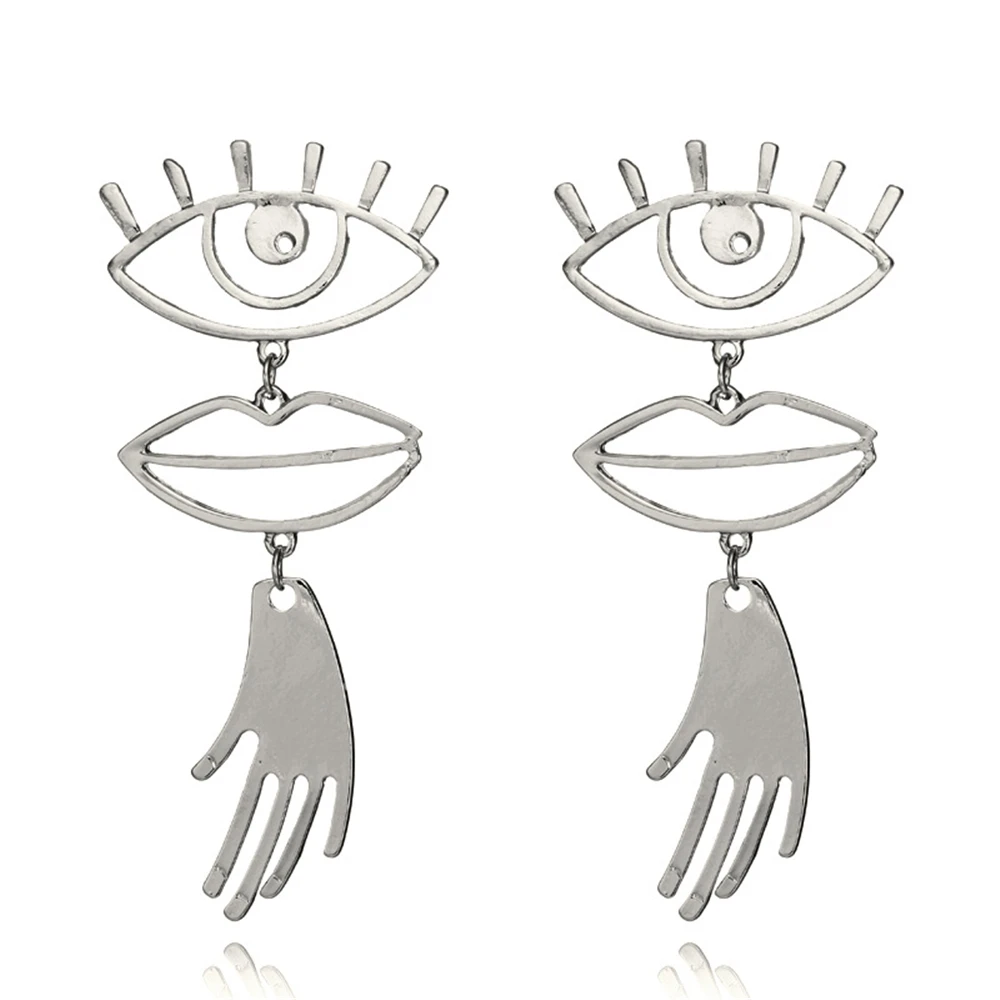 Серьги подвески SOHOT в минималистском стиле панк для глаз губ рук модные