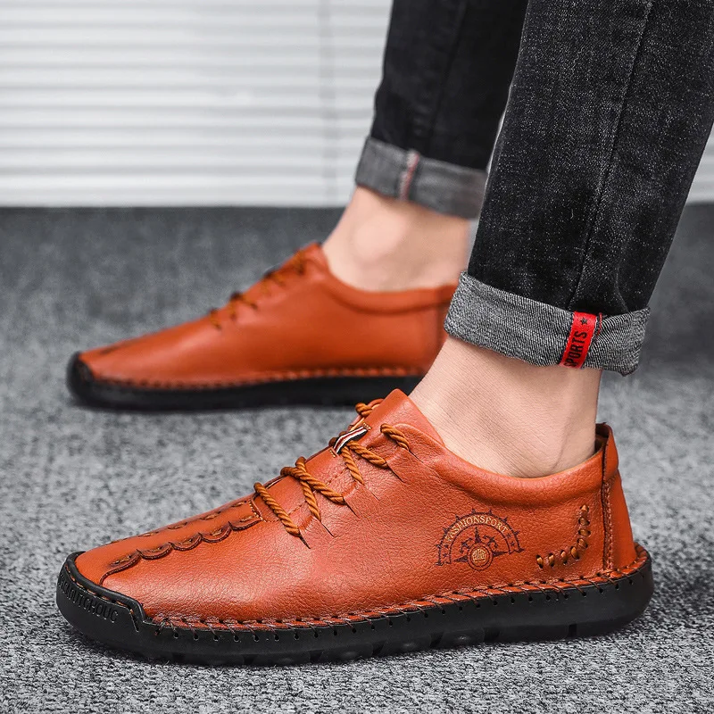 

2021 New Men's Shoes Trend British Style Large Size Shoes Men's Casual Outdoor Leather Shoes Korean Casual Leather Shoes Men
