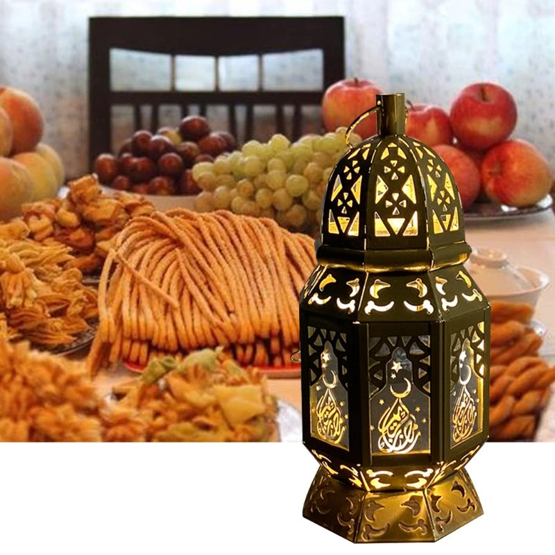 

Eid Mubarak Decoration Metal Ramadan LED Light Lamp Hanging Lantern Islam Muslim LXAC