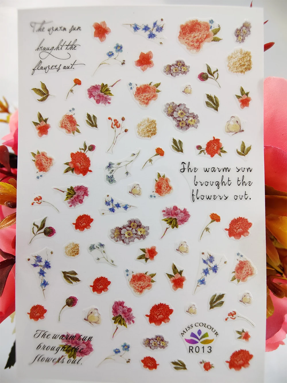 

3D Nail Sticker Art Chinese Rose Peony Flowers Self Adhesive Nails Decoraciones foil Stickers for Manicure Sliders Accesorios