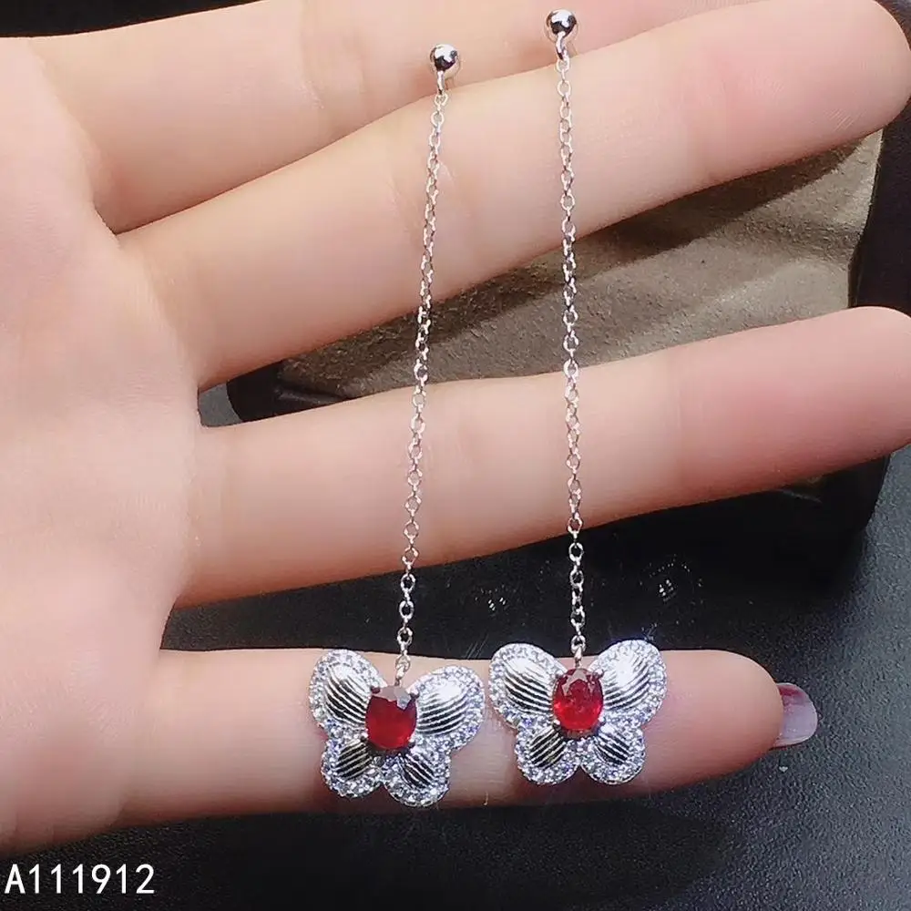 

KJJEAXCMY fine jewelry natural Ruby 925 sterling silver women earrings support test noble