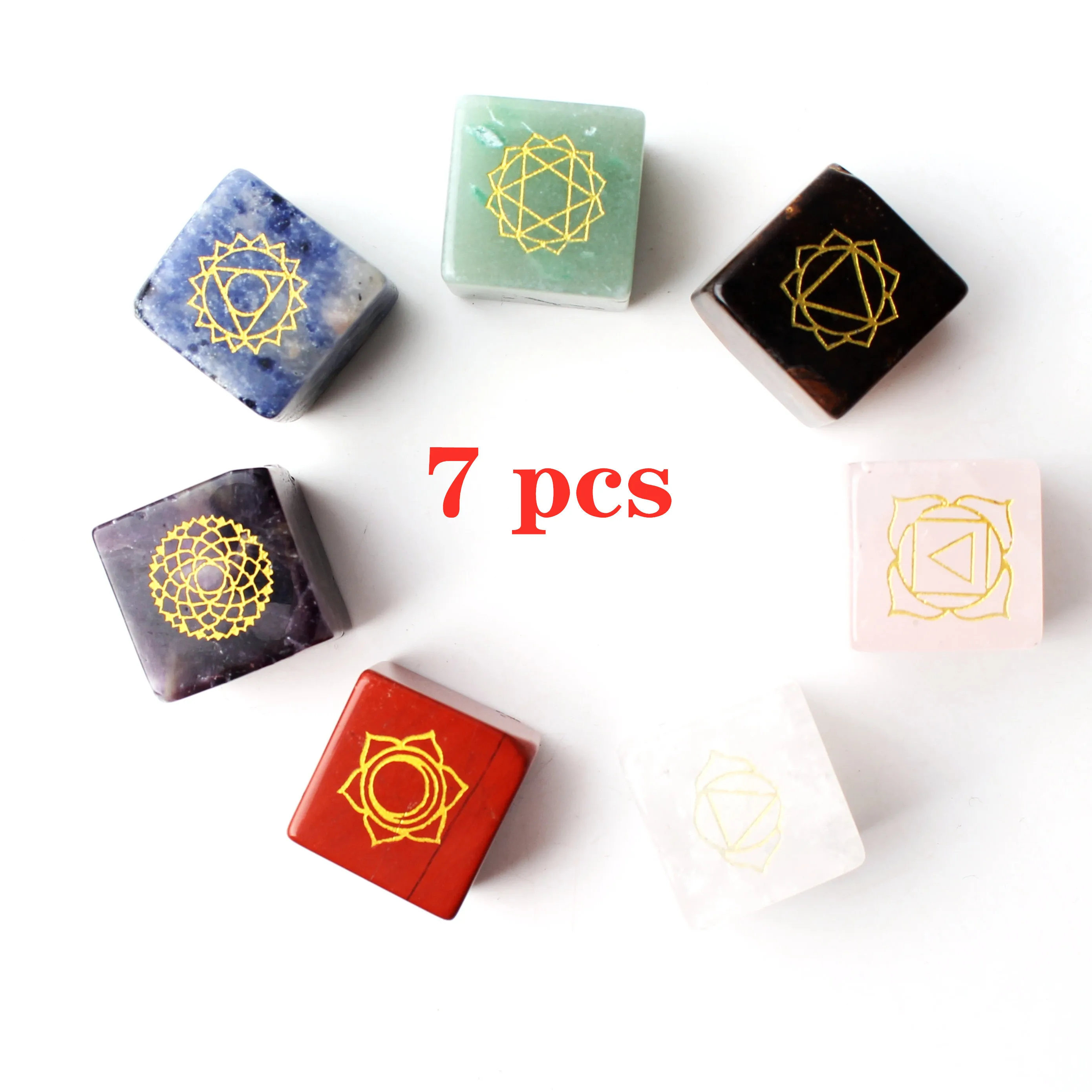 7 шт. натуральный кристалл чакры квадратный кулон в форме руны энергетические
