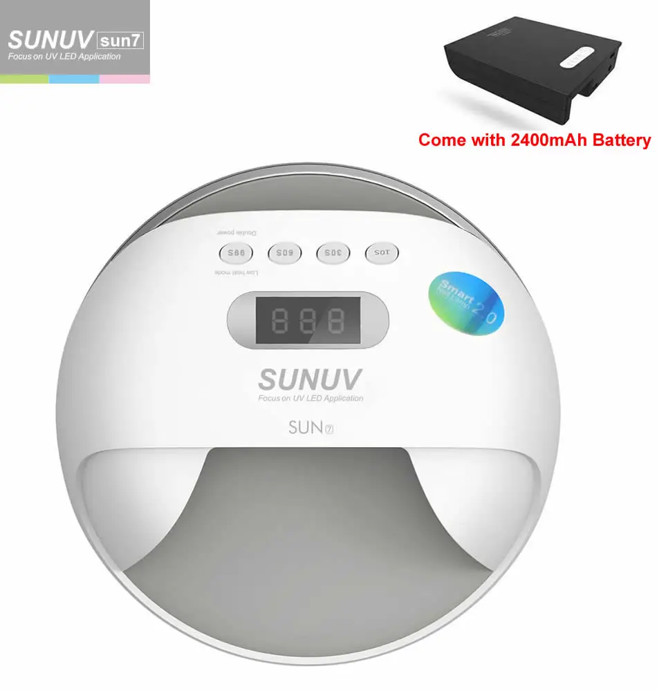 SUN7 with Battery SUNUV 48 Вт SUN7 беспроводной профессиональный светодиодный УФ-лампа для ногтей светодиодный светильник для ногтей Сушилка для ногтей УФ-лампа с батареей - Цвет: SUN7 with Battery