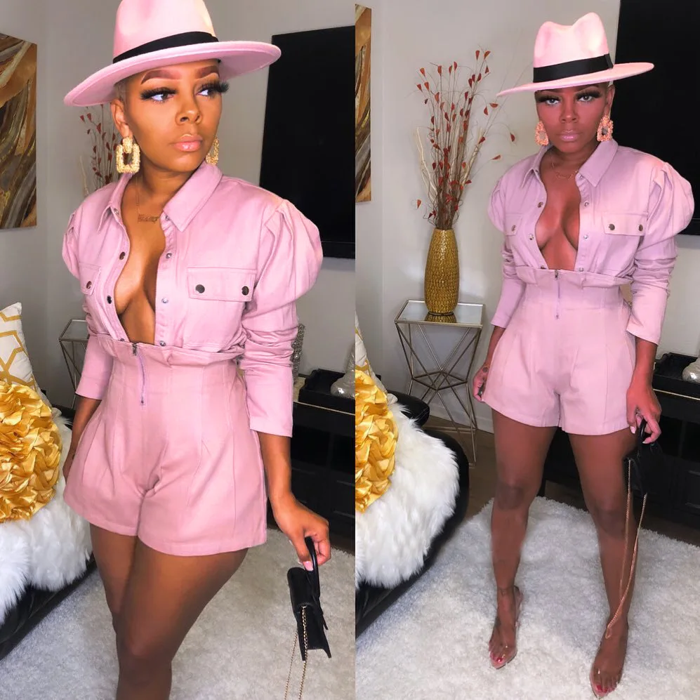 Echoine розовая джинсовая куртка с пышными рукавами и шорты комплект из 2 предметов