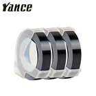 Yance 3 шт Черный 9 мм 6 мм 12 мм 3D тиснение кассета для Dymo тиснение этикетка производитель ПВХ этикетка лента Dymo для Motex E101