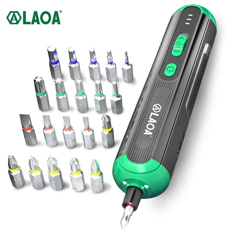 

LAOA Electrical Screwdriver Set 4V Lithium-ion Battery Multifunctional Rechargeable Cordless Power Drill with Bits Kit