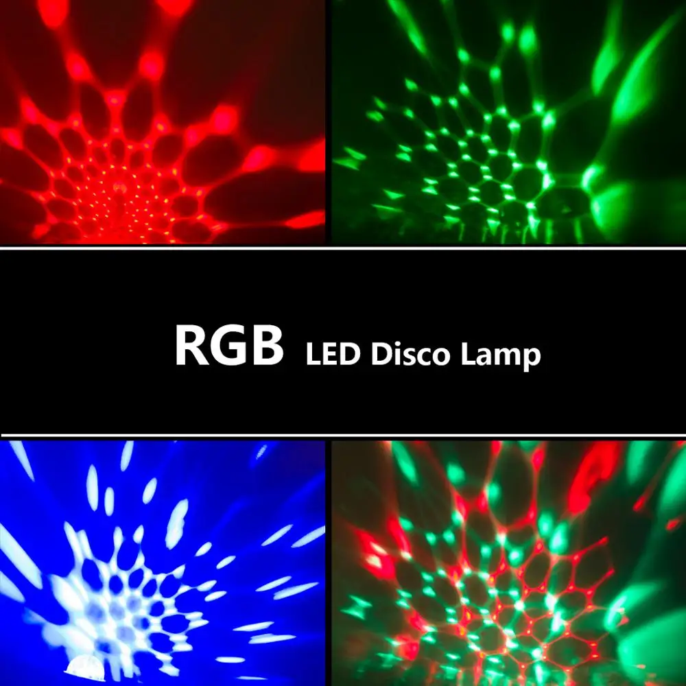 E27 Светодиодный светильник для дискотеки вращающаяся цветная лампа RGB