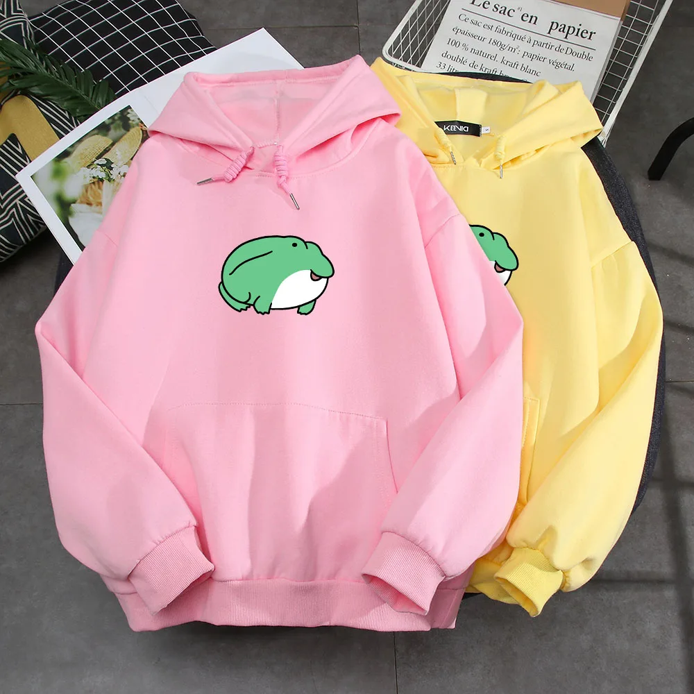 Vintage Shirts Women Hooded Sweatshirt Gothic Harajuku Cartoon Frog Hoodie 90s Aesthetic Woman Hoodies Vintage Winter Sweetshirt