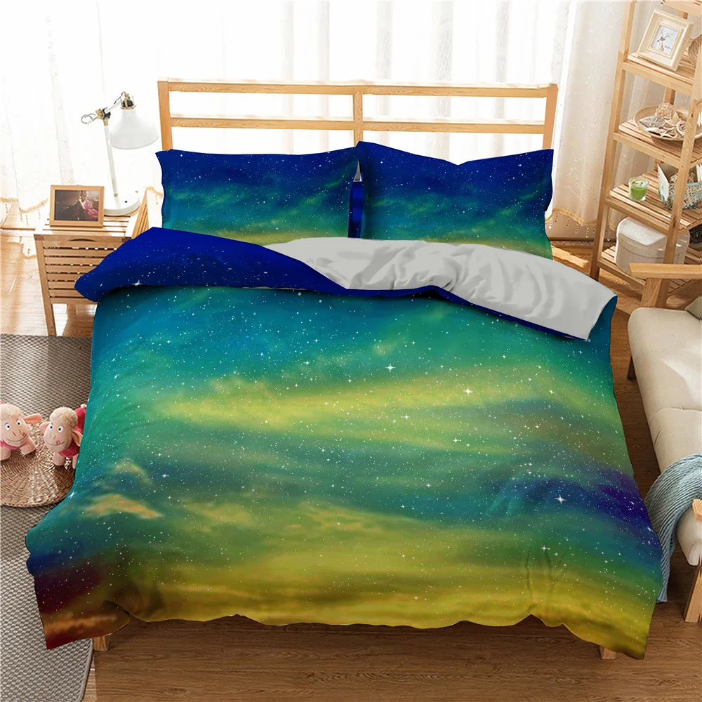 

New 3D Printed bedding set Beautiful Starry Sky Marble Duvet Cover with Pillowcase Quilt Cover set Queen King Size