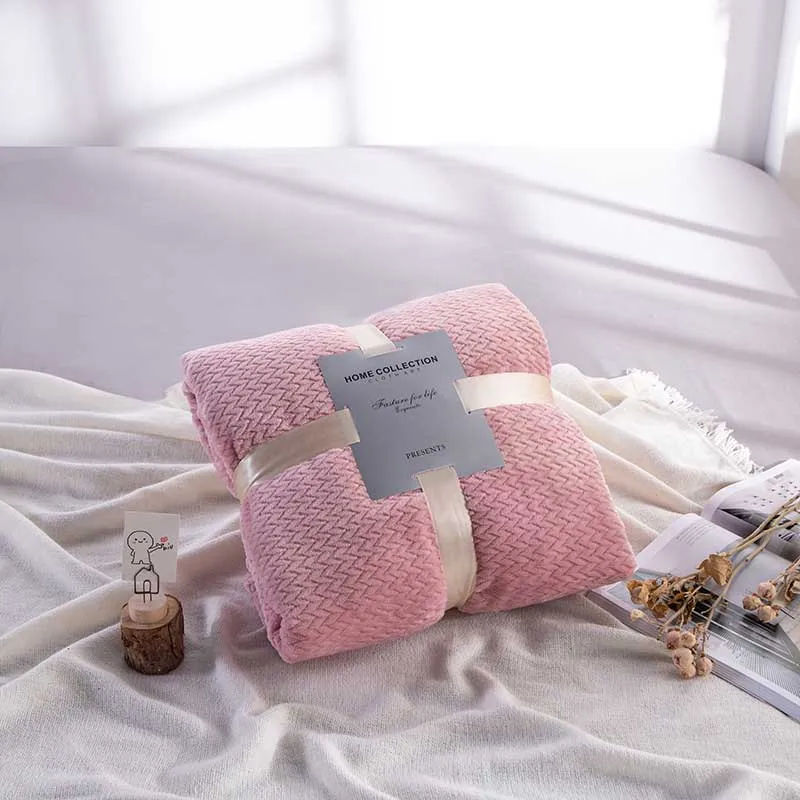 pink Красное, розовое, СЕРОЕ ЗИМНЕЕ плотное фланелевое одеяло, Двухслойное бархатное одеяло для кровати, дивана, покрывала, постельные принадлежности - Color: pink