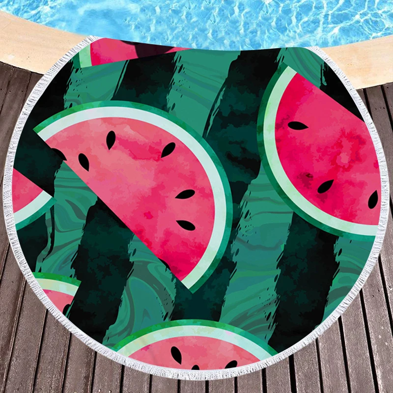 Круглые пляжные полотенца из микрофибры с принтом арбуза и ананаса пляжное