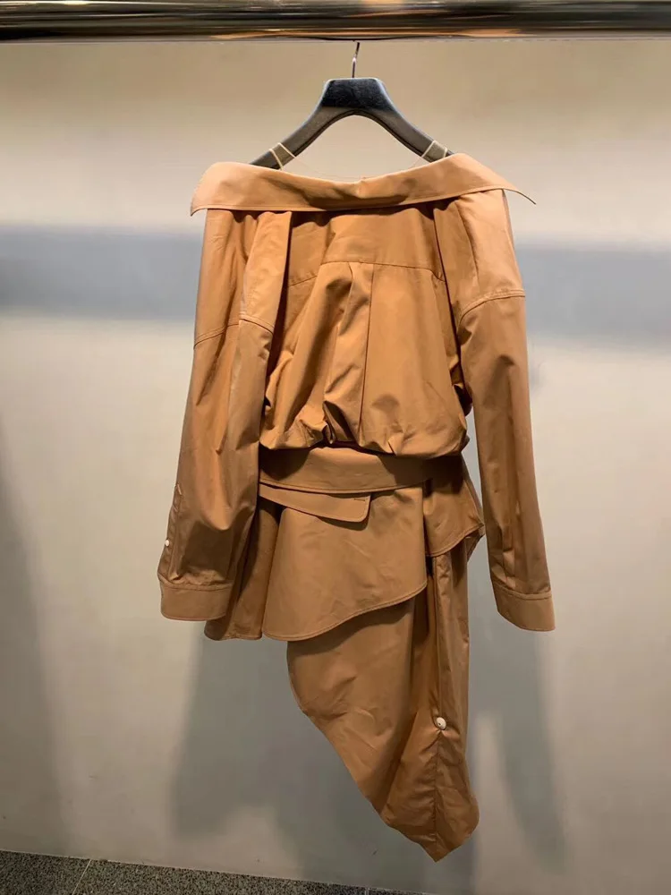 

New Women Shirt Mesh Stitching Loose Fake Two-piece Shirt Dress Cotton Dress