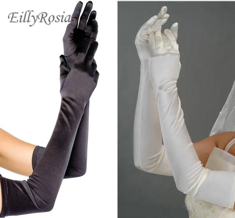 

Черные Длинные атласные перчатки, женские свадебные перчатки до локтя, красочные свадебные перчатки с пальцами, атласные танцевальные перчатки для вечеринки