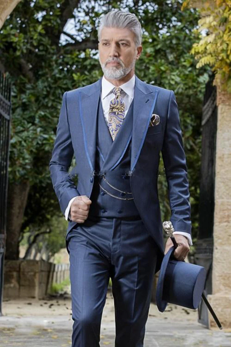 

Men's Peak Lapel One-click Groom Tuxedo Men's Suit Wedding/Prom/Dinner Groomsman Suit Jacket (Jacket+Pants+Vest)