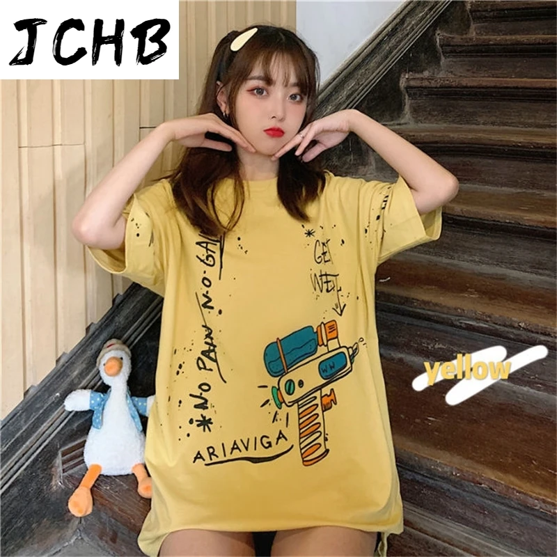 

2021 Summer Women's T-shirt Ins Korean Style of New Students Loose Short Cartoon Doodle Girl All Matching Short-sleeved Shirt