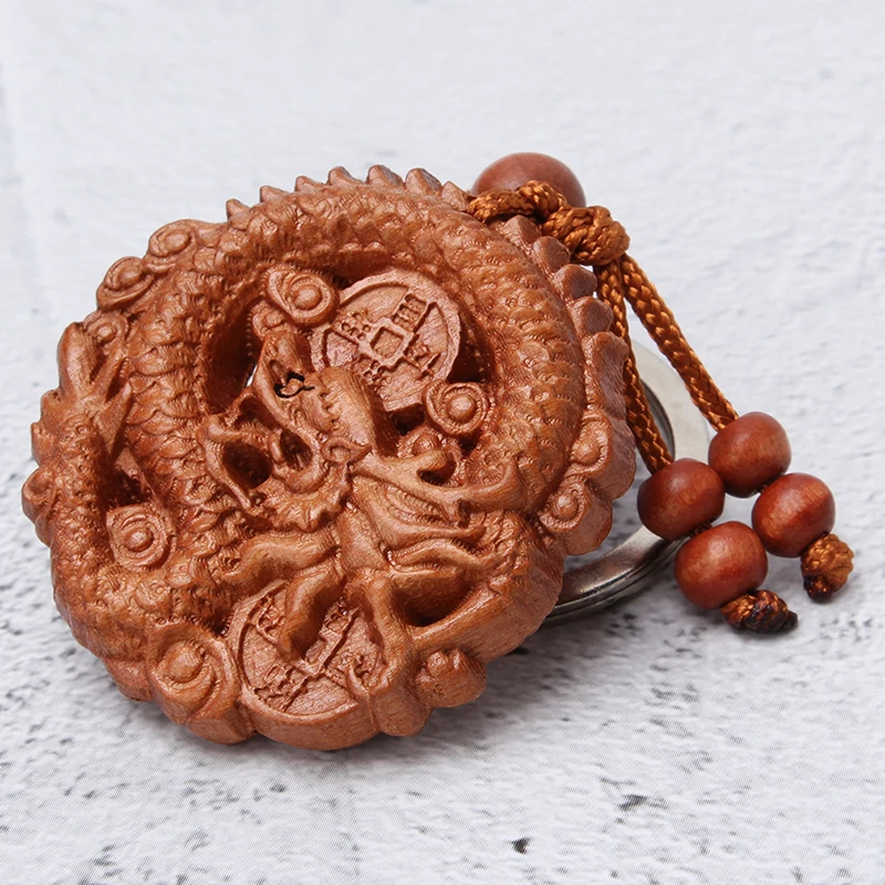 1 шт. брелок натуральный из дерева унисекс животное дракон этнический стиль 12