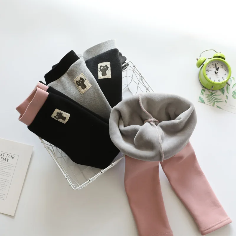 Зимние Бархатные леггинсы для девочек утепленные брюки Теплые повседневные