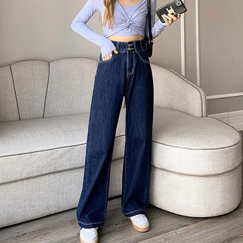 

Woman Jeans High Waist Clothes Wide Leg Denim Clothing Blue Streetwear Vintage Quality 2020 Fashion Harajuku Straight Pants