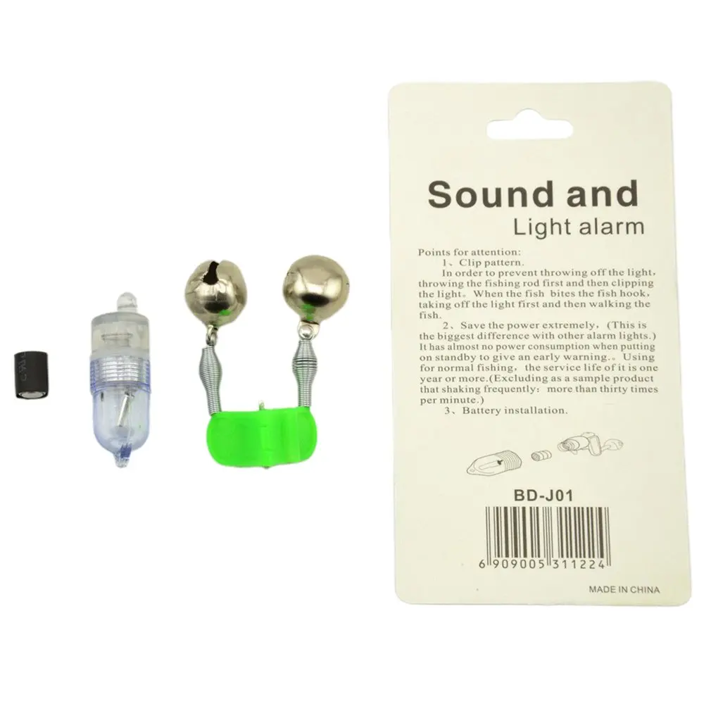 

1pcs Led Night Fishing Rod Bite Bait Alarm Light Twin Bells Clip Alerter Sea Fishing Practical Tools Preferential Price Hot Sale