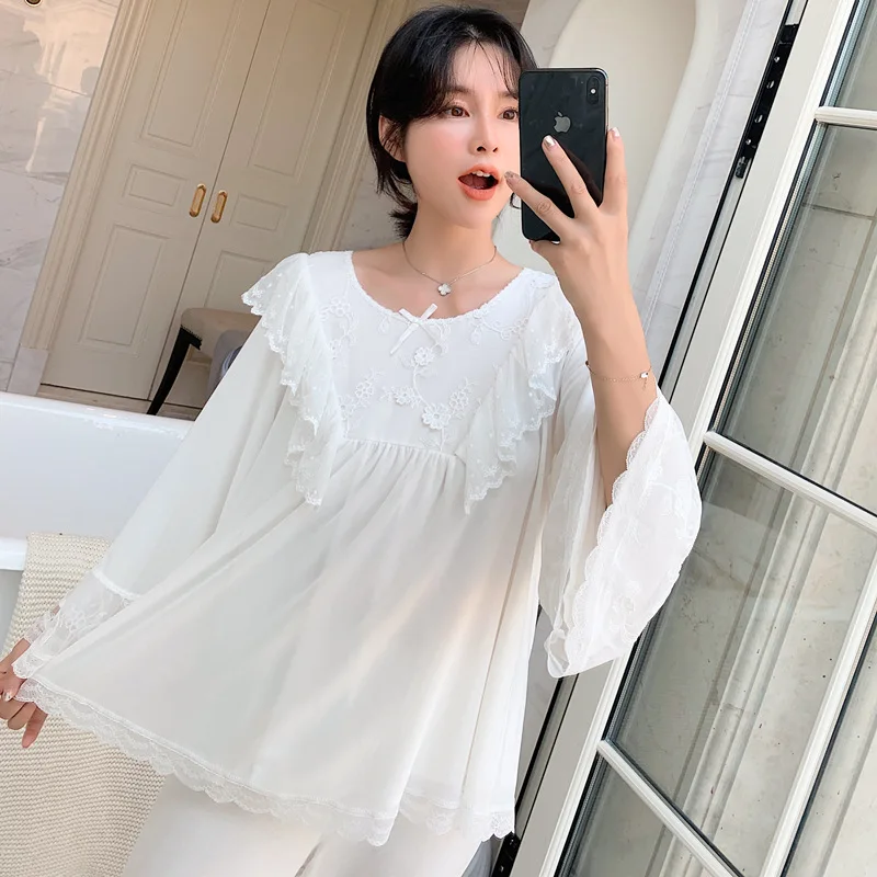 

Female Sleepwear Pajamas Suit Intimate Lingerie Cotton Homewear Long Sleeve Spring Autumn New Casual Nightwear Sleep Set