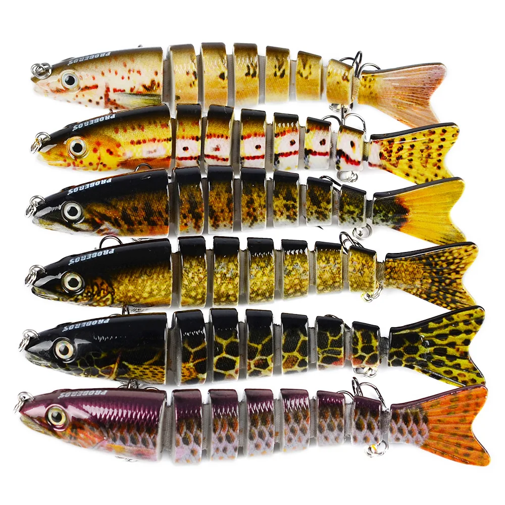 

1pc 8 Sections Fishing Lure 12.5cm-5"/0.661oz-18.74g Swimbait Fishing bait 6# Black Hook Fishing Tackle