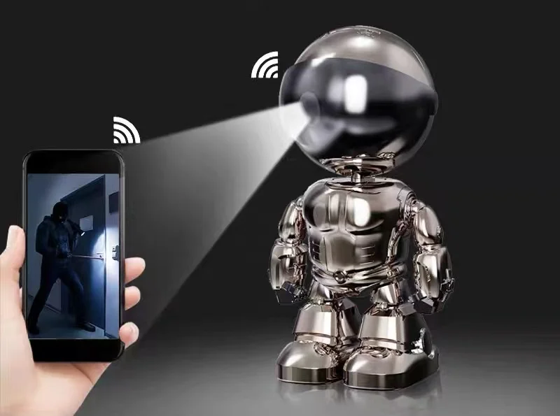 

Robot wireless camera connected to mobile phone remote 360 degree panoramic home HD night vision no dead corner monitor