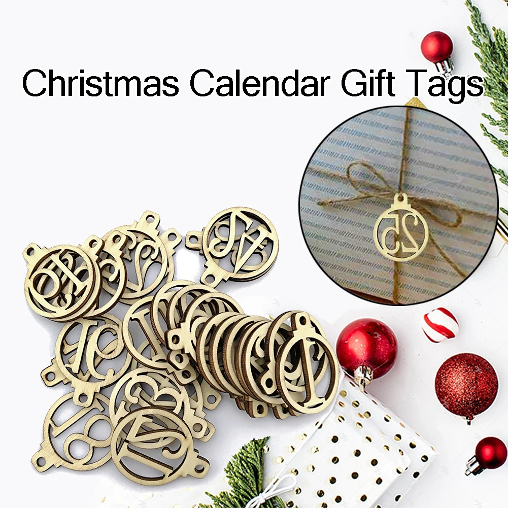 1 25 деревянные рождественские подарочные бирки с календарем Подарочная цифра