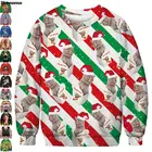 Уродливый Рождественский свитер в стиле ретро, свитер с круглым вырезом для рождевечерние, праздничные свитеры с забавным котом для мужчин и женщин, пуловер, рождественский джемпер, топы