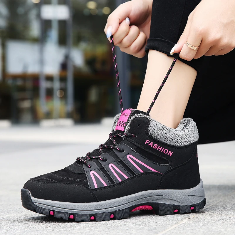 

Новинка Зима 2021, женские уличные ботинки, теплые ботильоны на платформе со шнуровкой, женские ботинки, женская замшевая обувь из коровьей ко...