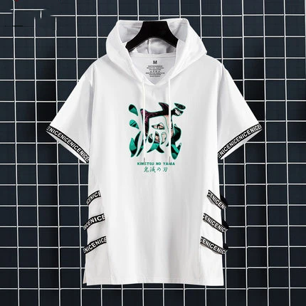 

Anime Demon Slayer Kisatsutai Symbol T-shirt Kamado Tanjirou Hashibira Inosuke Cosplay Costumes Tee Cotton Hooded Sweatshirt Top
