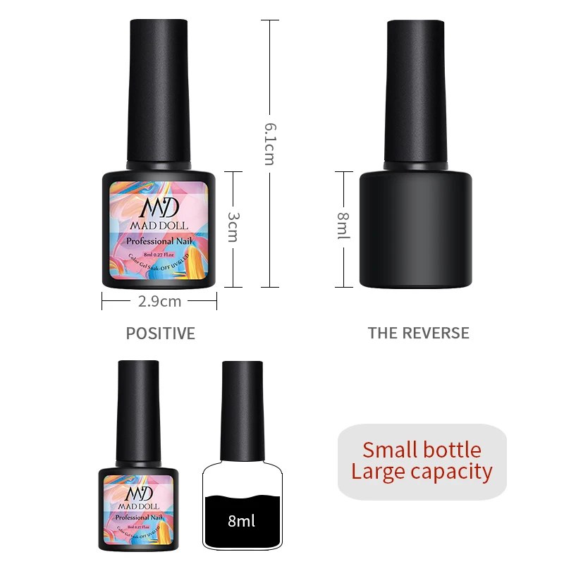 MAD DOLL 8ml Red Sereis 12 Colors Gel Polish Soak Off UV Manicuring Nail Art DIY Design | Красота и здоровье