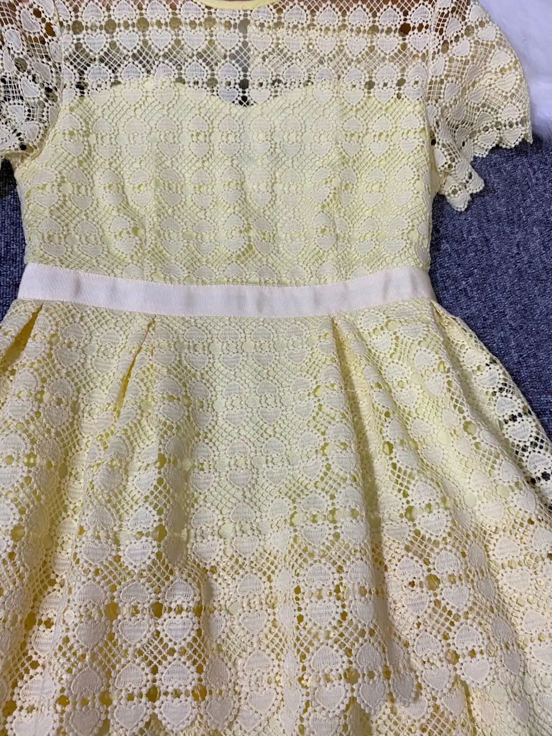 SMTHMA 2022 New Arrival Summer Yellow Dress Women Short Sleeve Lace Slim Hollow Out Female Mini Dresses Vestidos | Женская одежда