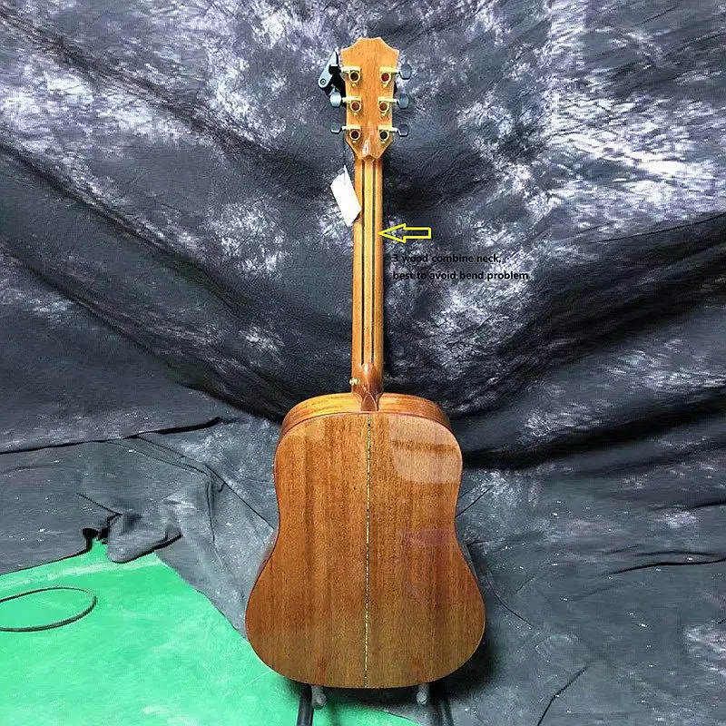 Полная твердая Акустическая гитара из дерева sapele 40 дюймов, глянцевая 6 струнная народная гитара с твердой еловой древесиной, высокое качество