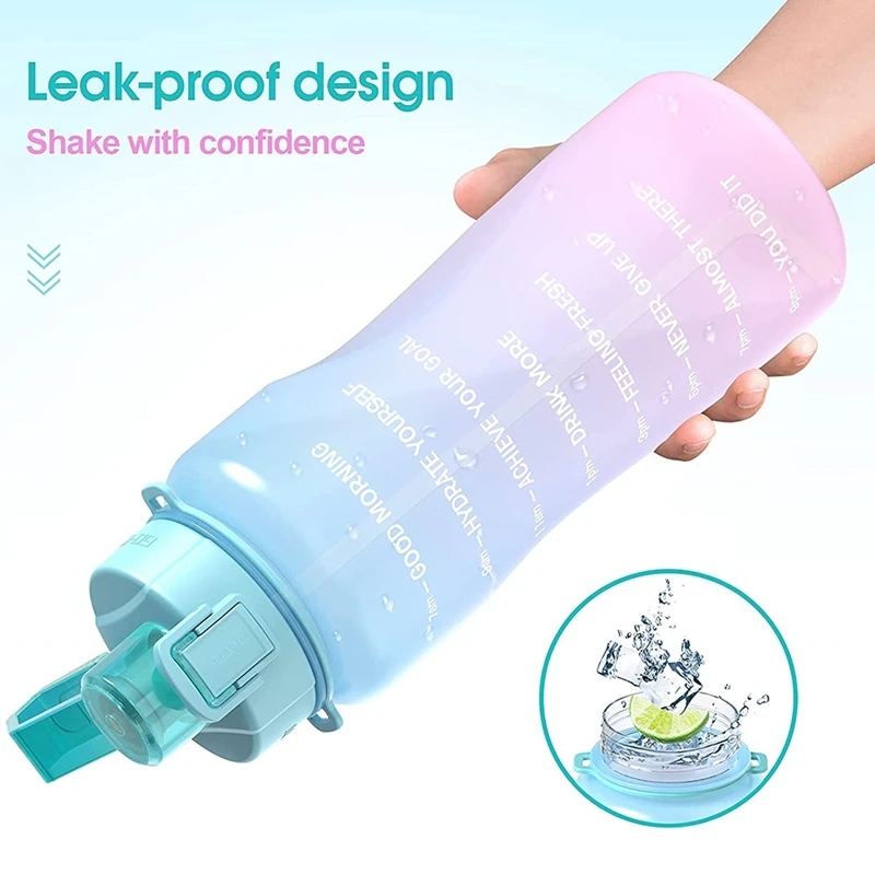 Спортивная бутылка для воды с маркером времени и соломинкой из тритана объемом 64