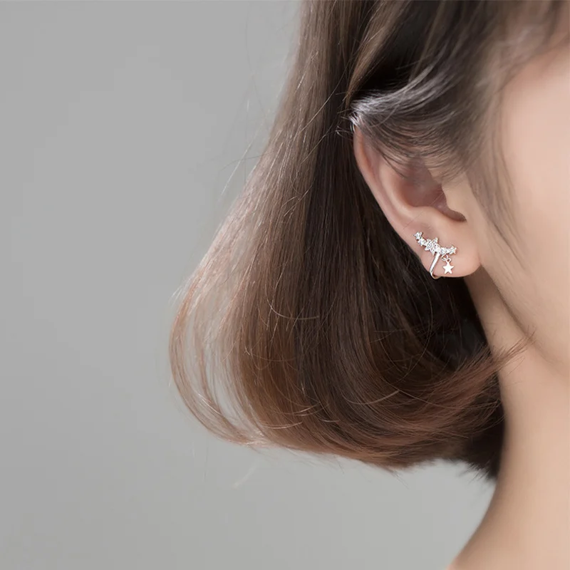 Женские серьги Клипсы из серебра 925 пробы с цирконом|Серьги-клипсы| |