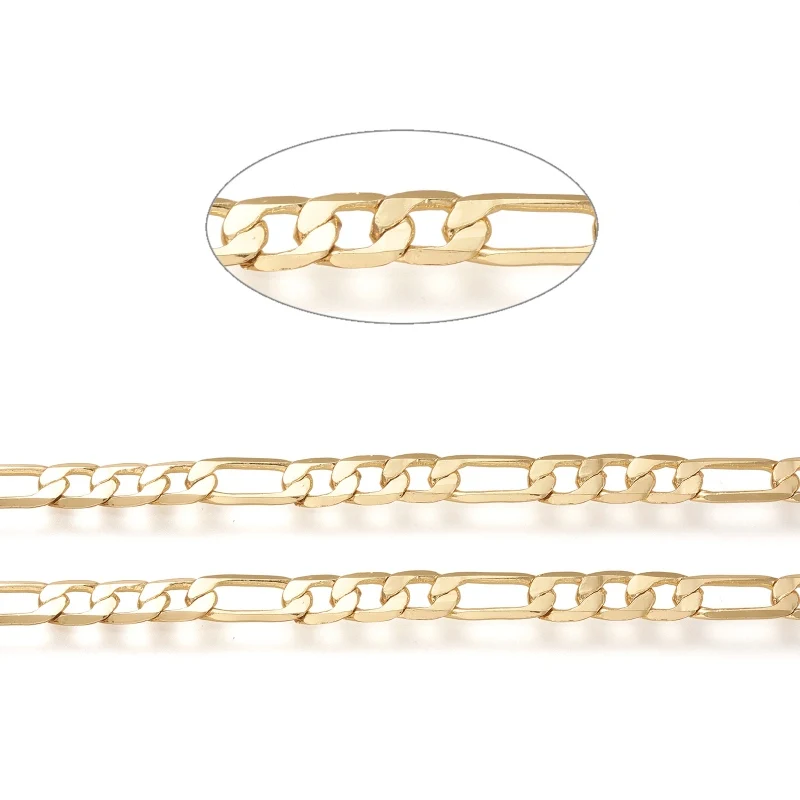 5m/roll 5.5mm wide Brass Curb Chains Figaro Chains Soldered Link Chain for Jewelry Making DIY Bracelet Necklace Accessories