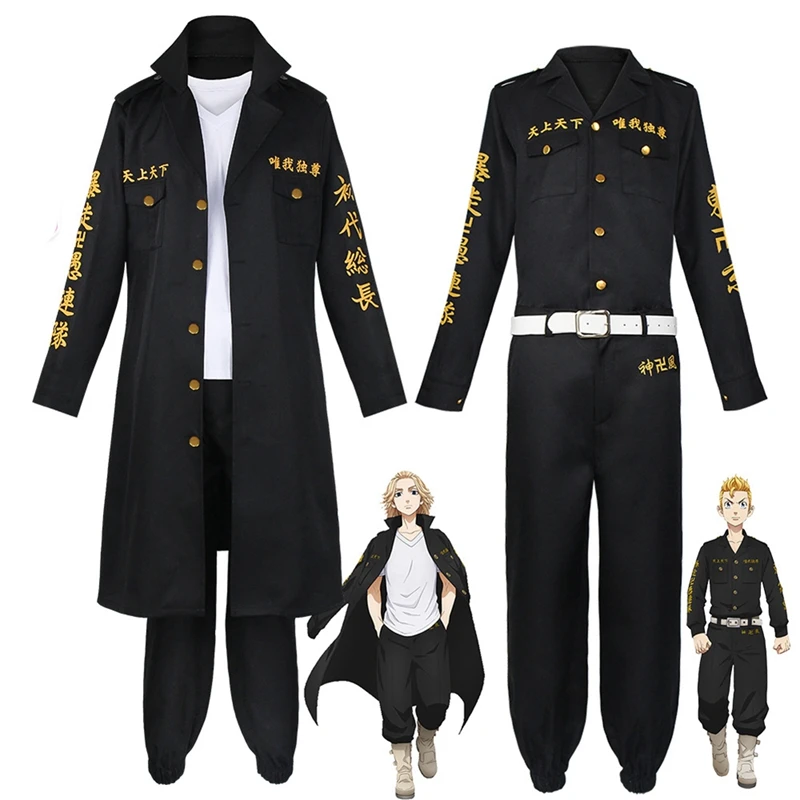 

Anime Tokyo Revengers Mikey Sano Manjiro Draken Ryuguuji Ken Cosplay Costume Black Uniform Halloween Outfits