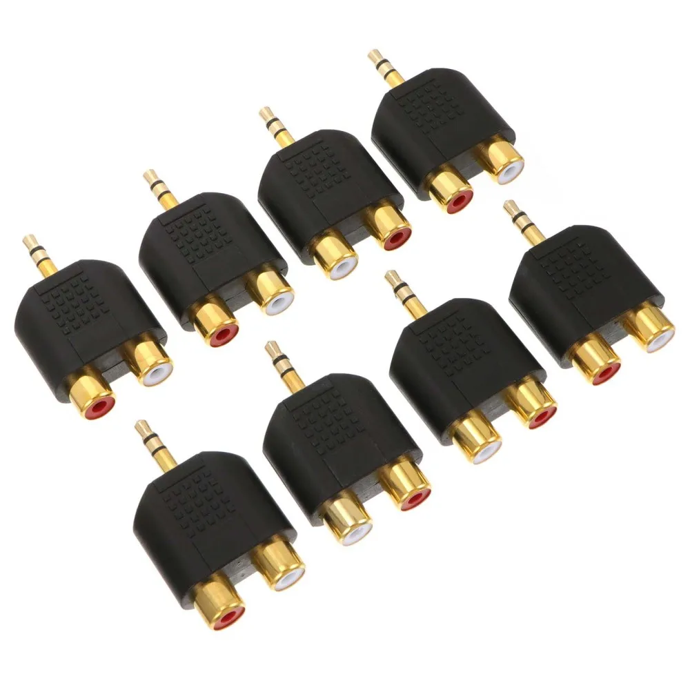 

8pcs 3.5mm Stereo Male to 2 RCA Female Adaptor for Laptop Computer Phone