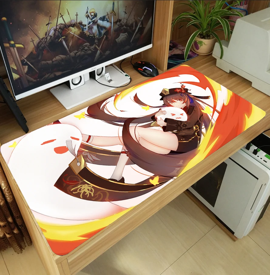 new game genshin impact hu tao large mouse pad thicken laptop gaming mice mat desk keyboard mat anti slip playmat cosplay gift free global shipping