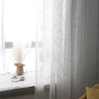 Занавеска из тюля в белую полоску для гостиной, спальни, современная льняная прозрачная оконная занавеска s для кухонные занавески