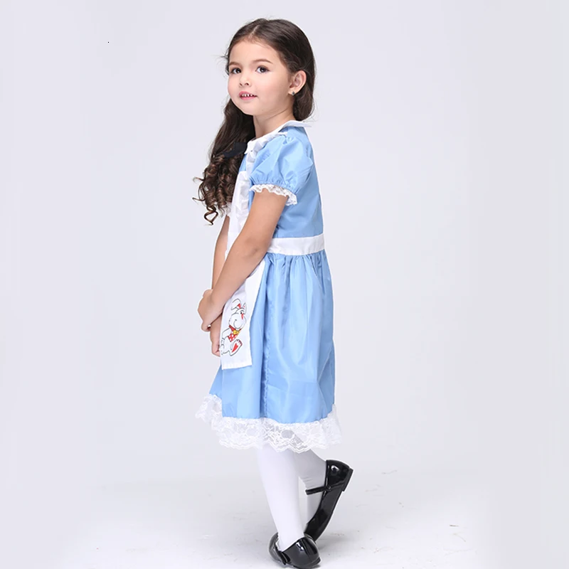 Костюм на Хэллоуин для девочек платье из страны чудес Детские комплекты одежды