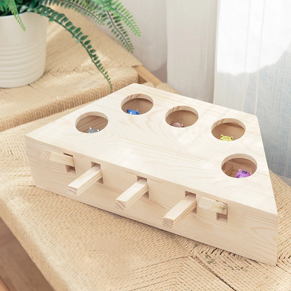 Интерактивные игрушки для кошек мышей 5 отверстий твердая древесина Крот игра