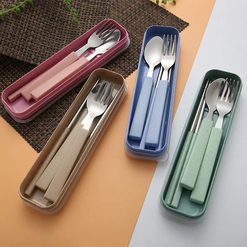 3 шт./комплект дорожные столовые приборы из нержавеющей стали|Столовые сервизы| |