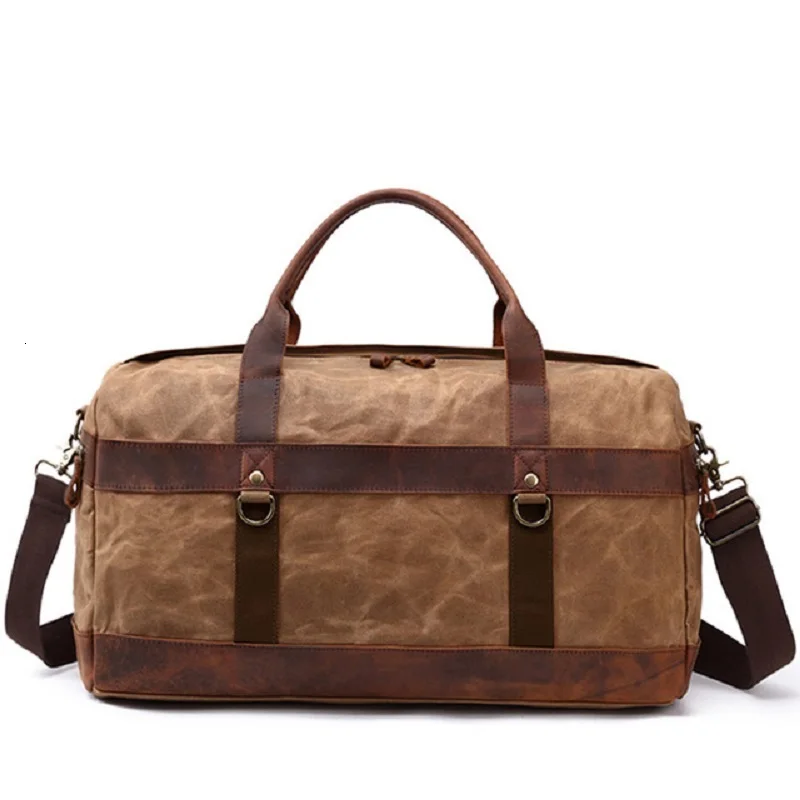 Винтажные новые холщовые кожаные дорожные сумки с масляным воском для мужчин s M333