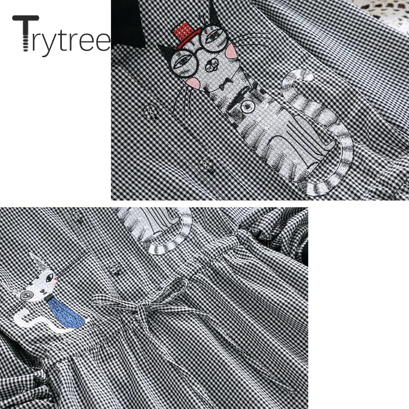 Женское Повседневное платье-рубашка Trytree Осеннее клетчатое ТРАПЕЦИЕВИДНОЕ