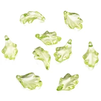 50pcs light green transparent acrylic leaf pendants jewelry findings pendant charms for diy necklace earrings making supplies